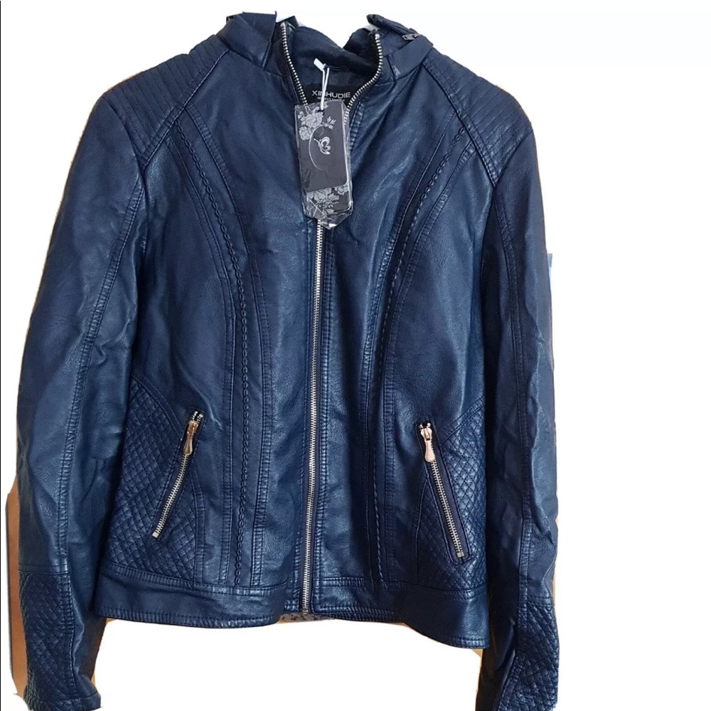 VEGAN LEATHER FUR LINED WOMENS BOMBER JACKET